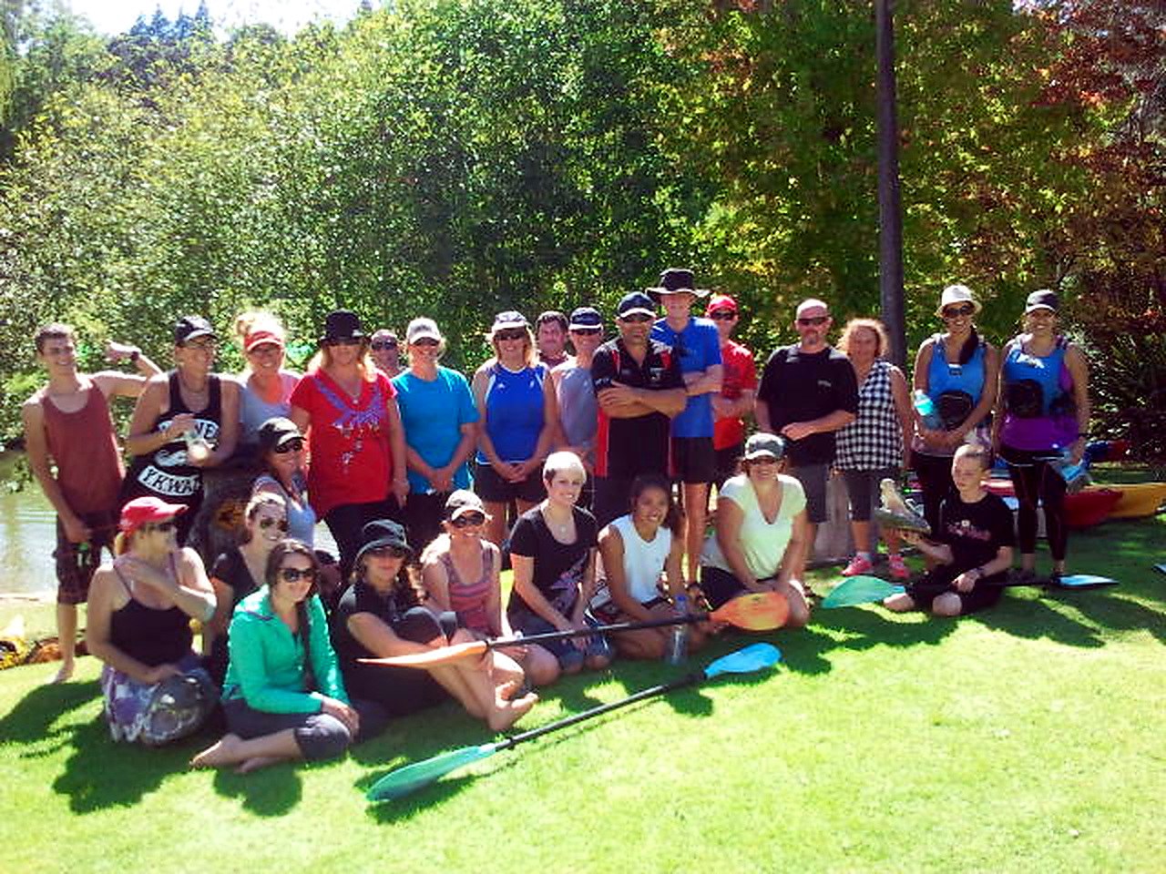 A group enjoying a kayaking day